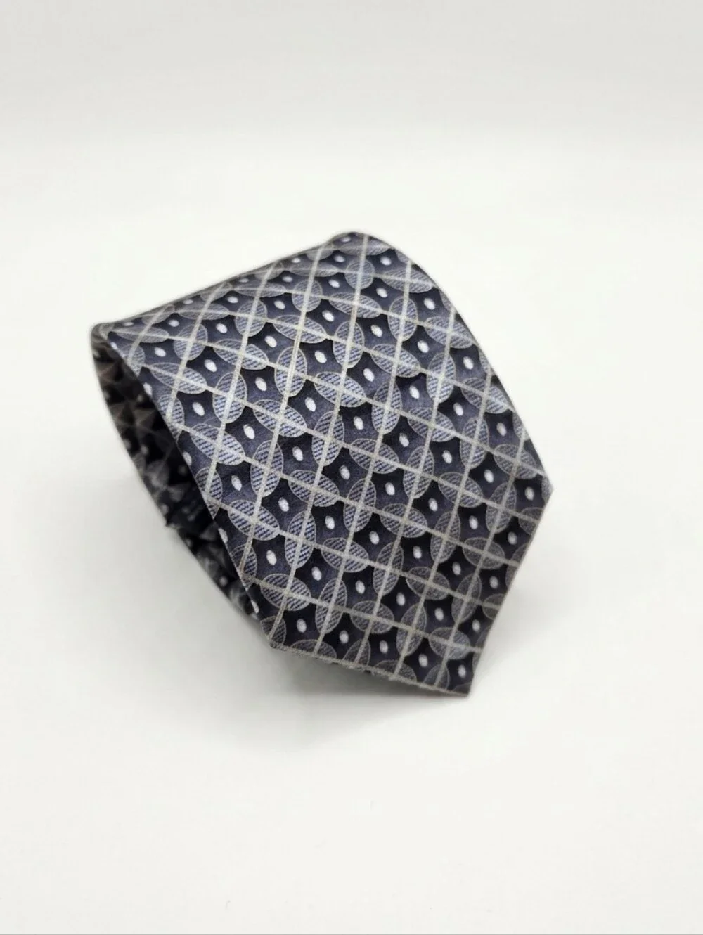 Alexander Lloyd Mens Tie Silk 63in Long Dezigner Luxury Navy Gold Office